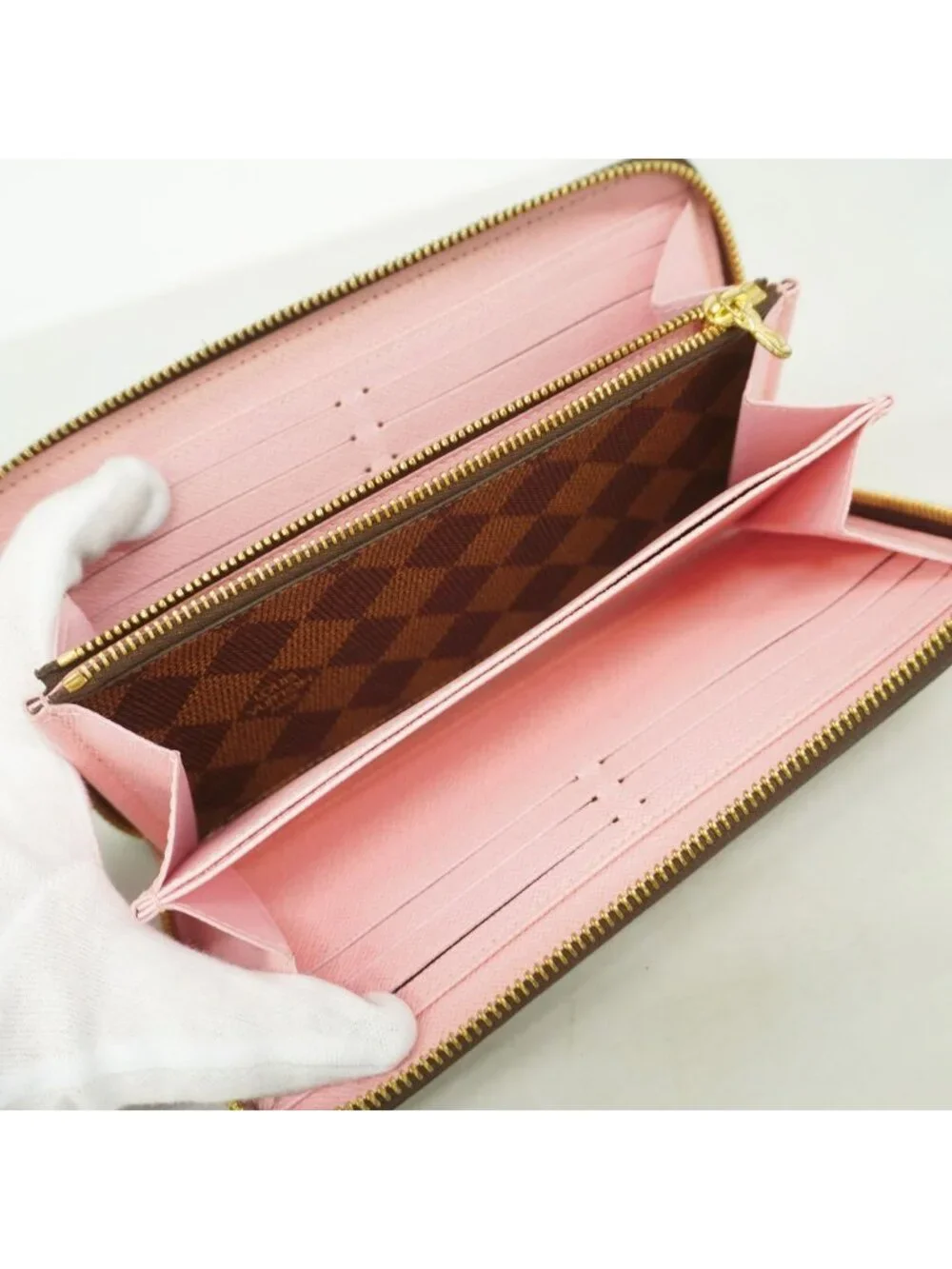 Louis Vuitton Wallet Damier Studded Zippy Ebene Rose Ballerine